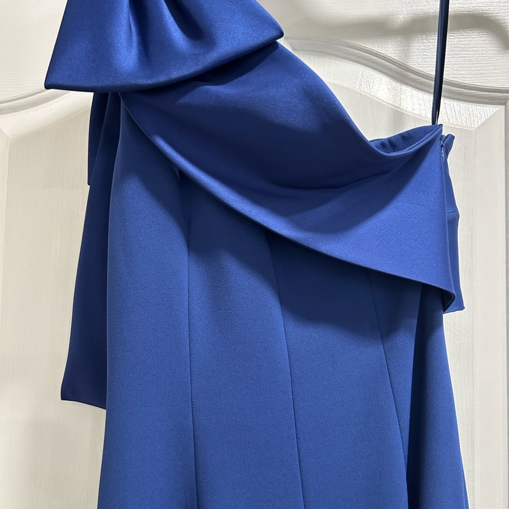 Aqua Elegant One Shoulder Navy Dress - Picture 3 of 6